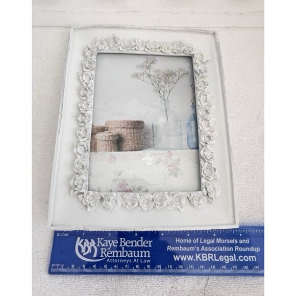 Shabby Chic Photo Frame 5 X 7 White Roses Vertical & Horizontal French Country - Picture 6 of 9